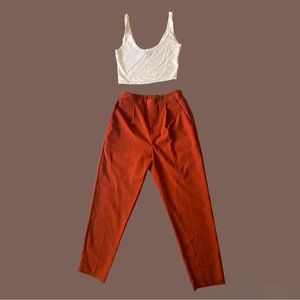 Burnt Orange High-Waist Ankle Trouser